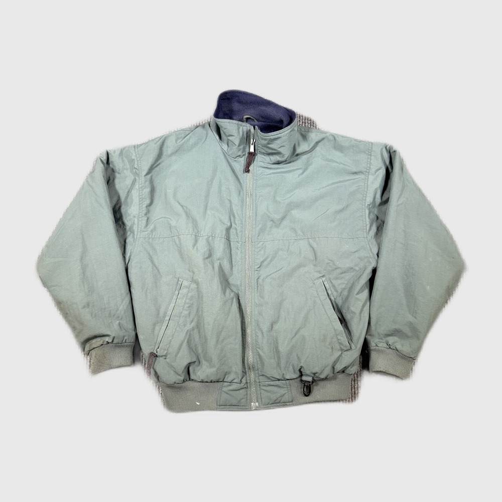 White Sierra Mens Sage Green Fleece Lined Nylon Bomber Jacket Medium Gorpcore